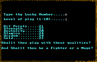 Akalabeth Character Creation 2