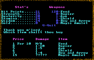 Akalabeth Shop