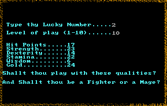 Akalabeth Startstats Level of Play#4
